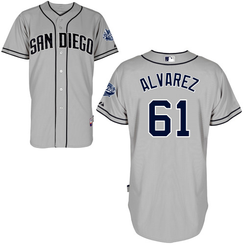 R-J alvarez #61 MLB Jersey-San Diego Padres Men's Authentic Road Gray Cool Base Baseball Jersey